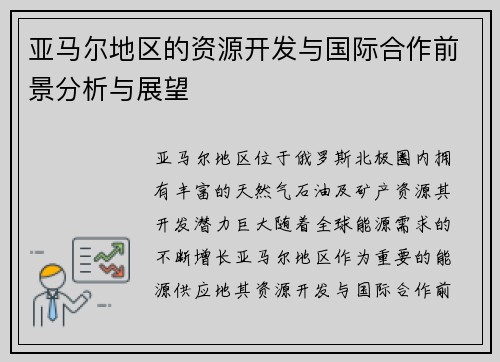 亚马尔地区的资源开发与国际合作前景分析与展望